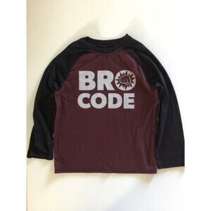 Boys “BRO CODE” Graphic Raglan Tee Burgundy Black | Youth 6–7 Est